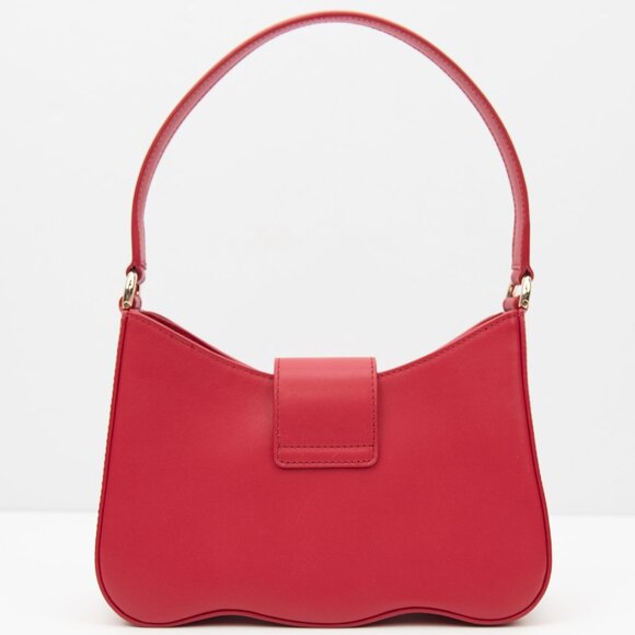 Furla 1927 Wave Shoulder Bag Leather Purse Gold Hardware Candy Red Like New - Picture 2 of 12